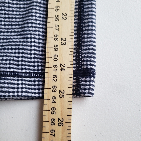 Lululemon Cropped Leggings Women 10 Navy Blue White Gingham Checkered Preppy - Picture 10 of 13